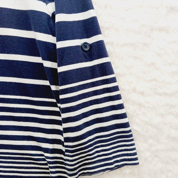 T-Shirt Size M Navy Stripe Sailorcore Resort Cruise Coastal Grandma Nautical Y2K - Picture 3 of 12